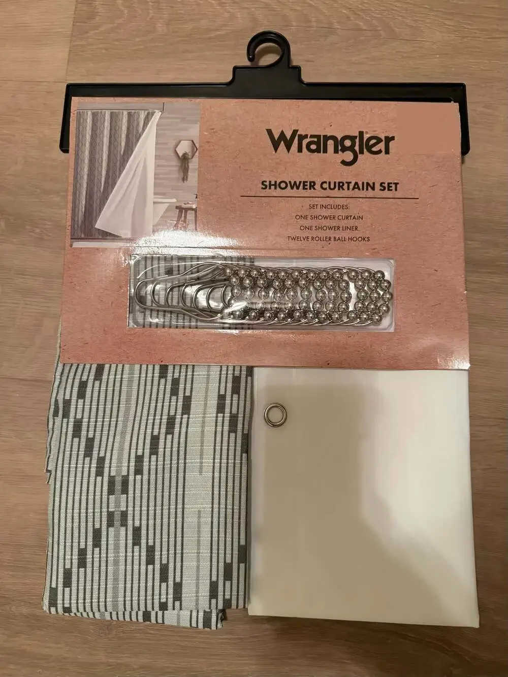 Wrangler Mesa Stripe Green Shower Curtain Set